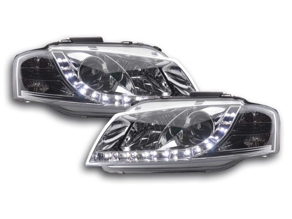 Scheinwerfer Set Daylight LED TFL-Optik Audi A3 Typ 8P  03-07 chrom