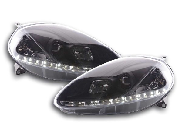 Scheinwerfer Set Daylight LED TFL-Optik Fiat Grande Punto Typ 199  08- schwarz