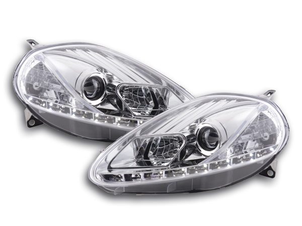 Scheinwerfer Set Daylight LED TFL-Optik Fiat Grande Punto Typ 199  05-08 chrom