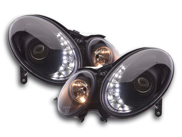 Scheinwerfer Set Daylight LED TFL-Optik Mercedes E-Klasse Typ W211  02-06 schwarz