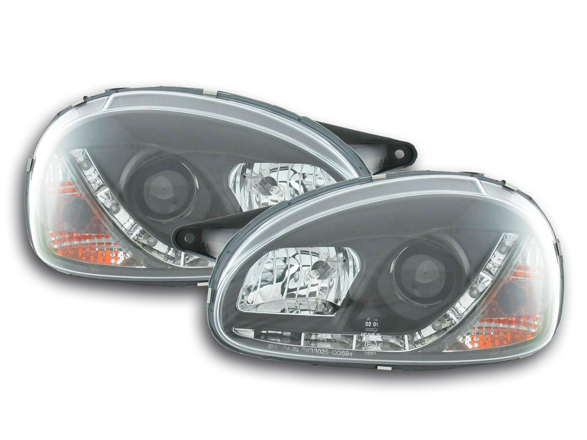 Scheinwerfer Set Daylight LED TFL-Optik Opel Corsa B  94-00 schwarz