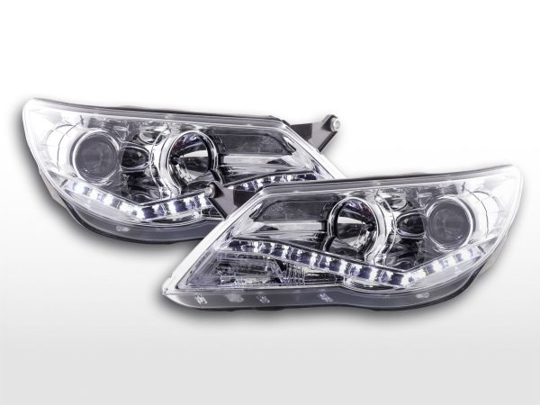 Scheinwerfer Set Daylight LED TFL-Optik VW Tiguan  07-11 chrom für Rechtslenker
